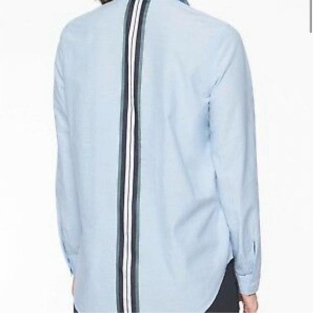 Athleta Blue Marinwood Stripe Button Down Shirt XS